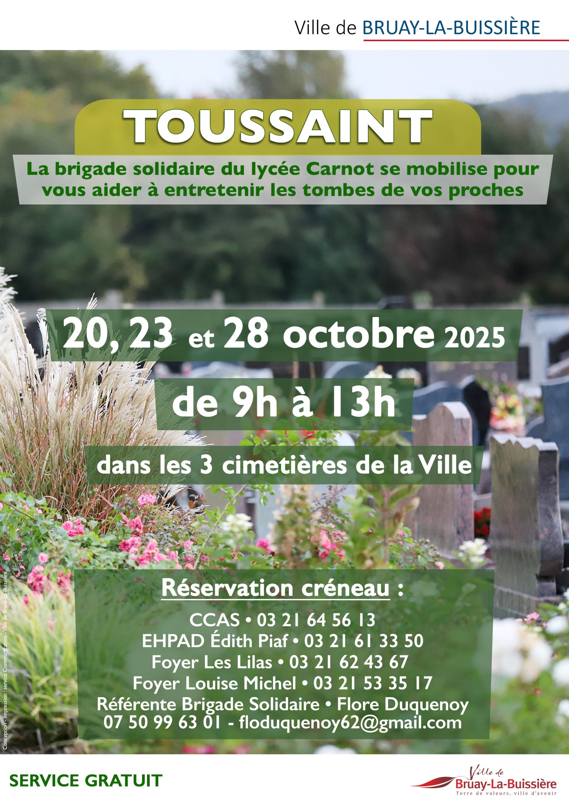 Affiche Aide Toussaint Cimetières Carnot 2025